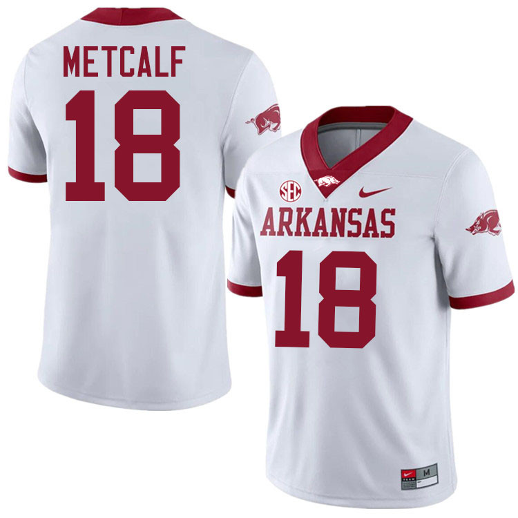 TJ Metcalf Arkansas Jersey,Arkansas Razorbacks #18 TJ Metcalf Jersey Youth College-White